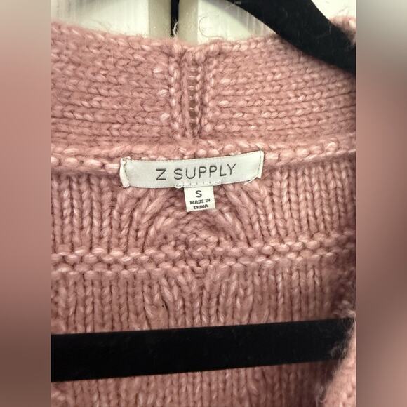 Z Supply Ryleigh Cable Knit Cardigan Dusty Rose Pink Sweater Size Small - Picture 7 of 10